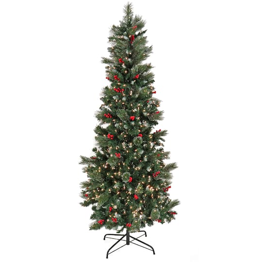 7.5ft. Pre-lit Artificial Meadowlark Pencil Hinged Tree, Clear Lights